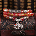 Handmade natural watermelon crystal bracelet with Chinese knot closure in national style.