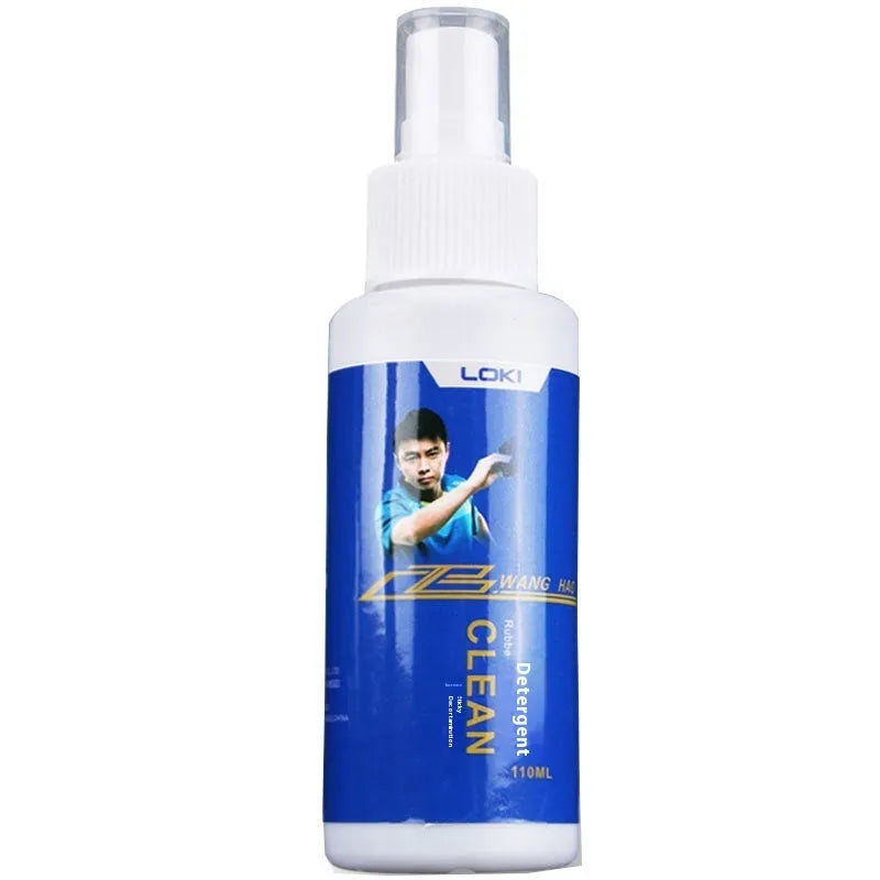 110ml bottle of table tennis rubber cleaning liquid with sponge applicator for paddle maintenance