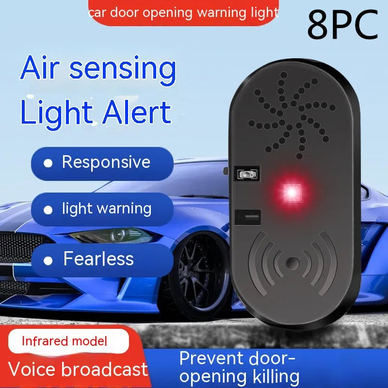 Black car door reminder with infrared sensor for vehicle safety warnings