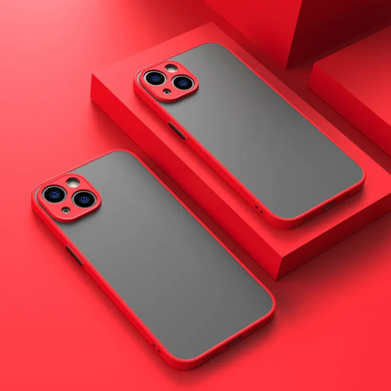 Frosted hard protective iPhone case with full lens cover and fine hole skin-sensing design.