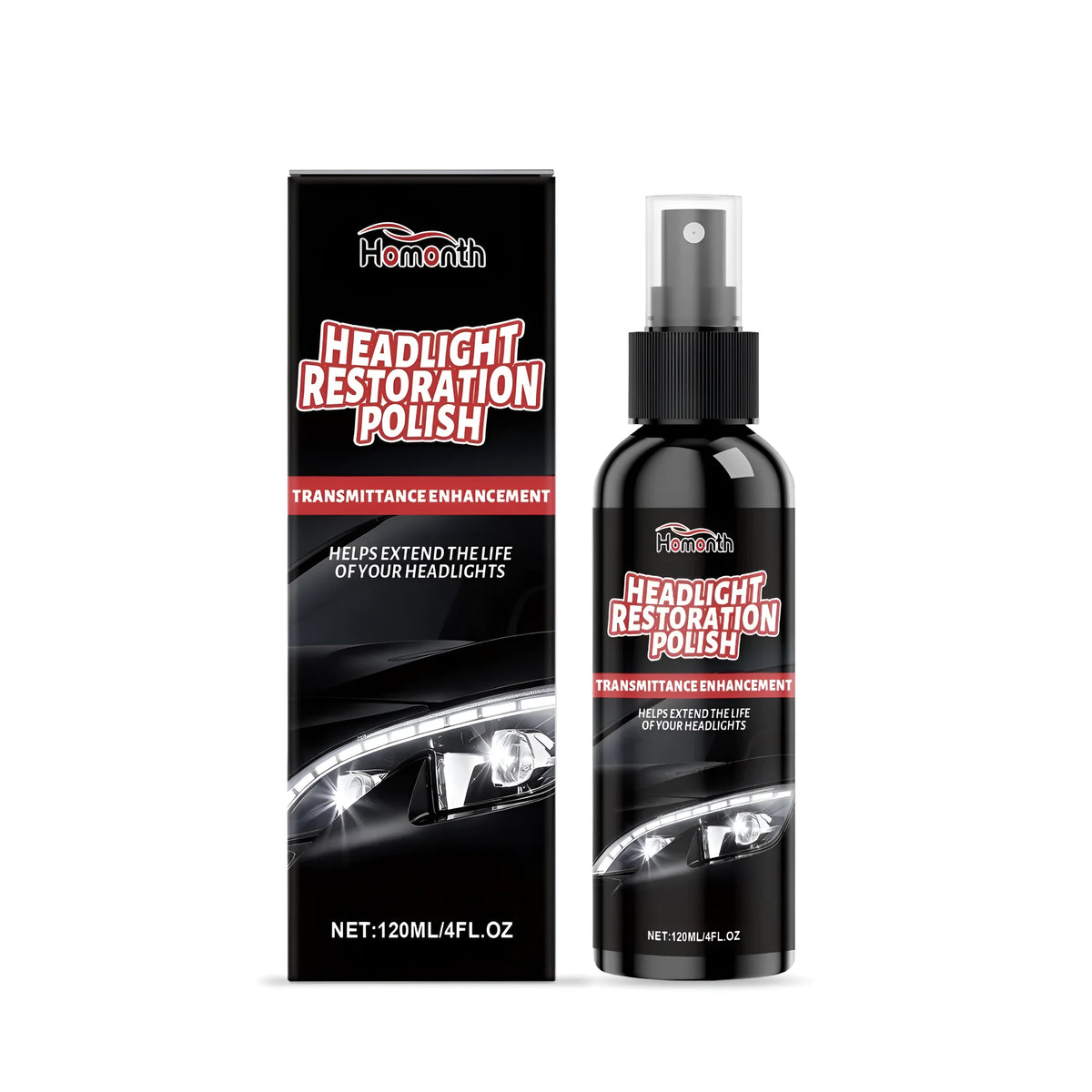 120ml Car Headlight Nursing Agent bottle, liquid headlight cleaner with modified amino silicone oil polymer