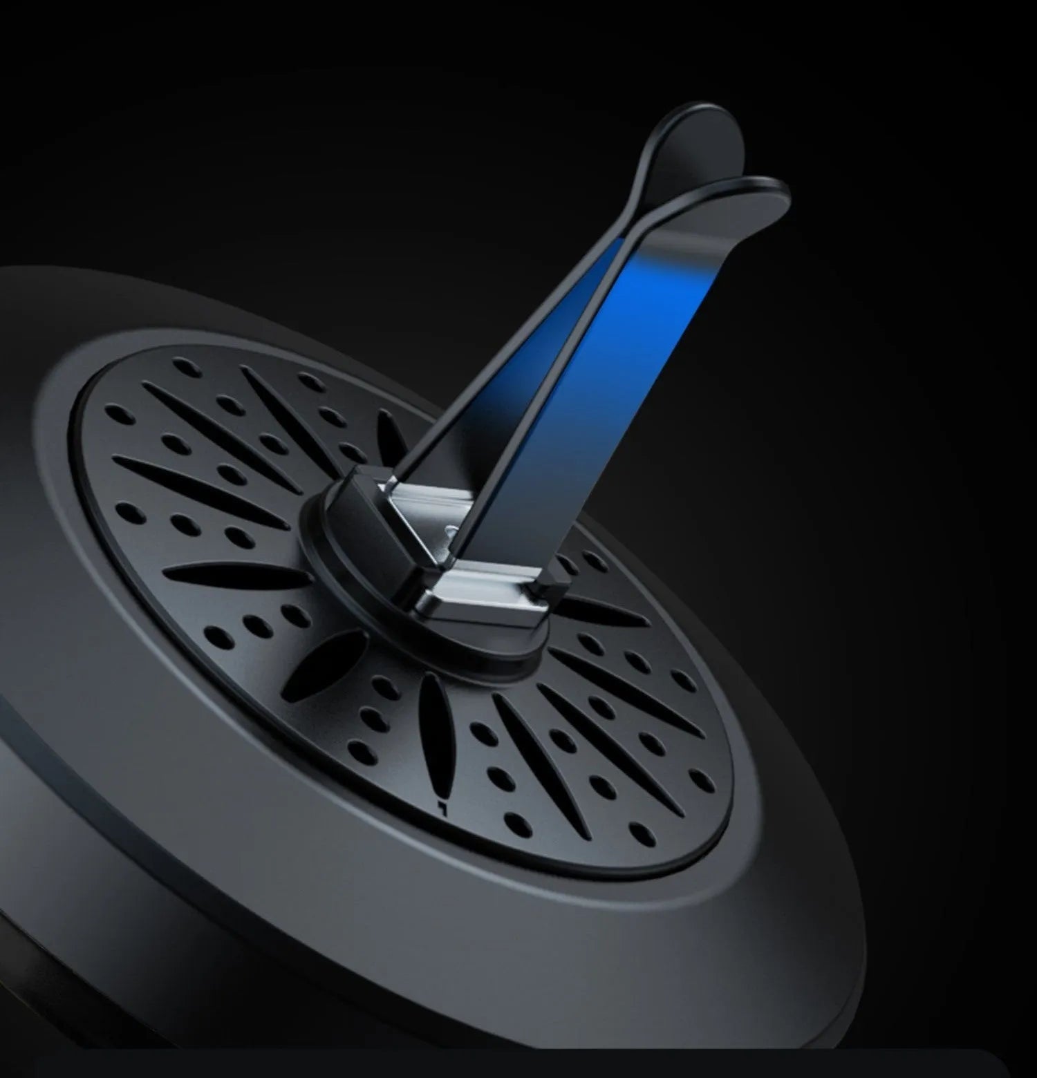 Car air vent aromatherapy light with RGB LEDs and voice control on a car dashboard.