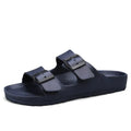 Men's unisex grey EVA sandals with soft sole and open toe design on a light background