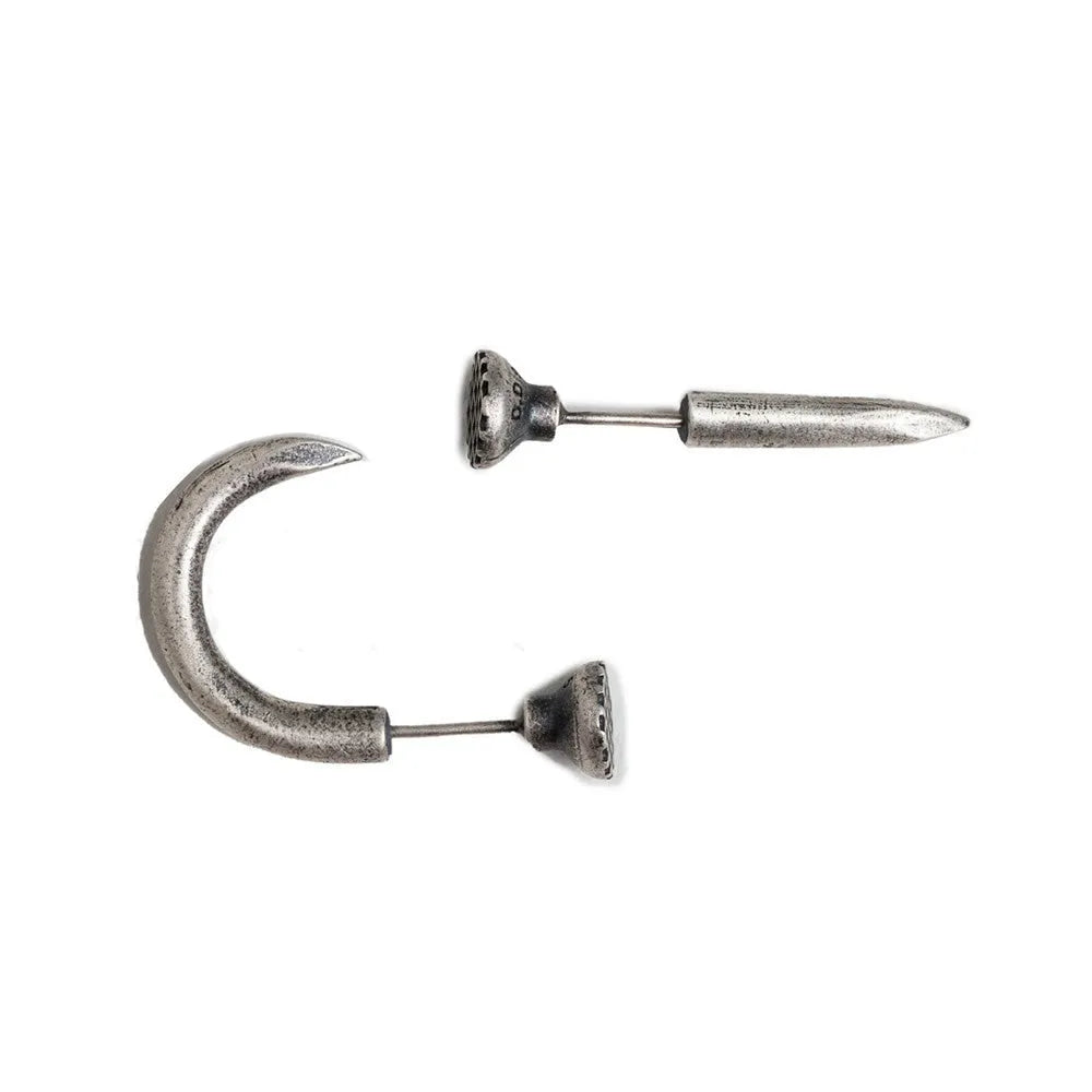 S925 sterling silver nail stud earrings in straight and curved punk designs