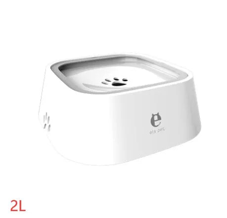 1.5L grey pet water bowl with floating plate, ABS and PP construction, anti-overflow design