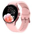 46mm diameter smart sport watch with circular touch screen in black, blue, pink, or red colours