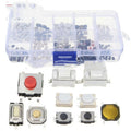 250 SMT touch switch buttons in organised box for industrial electronics assembly