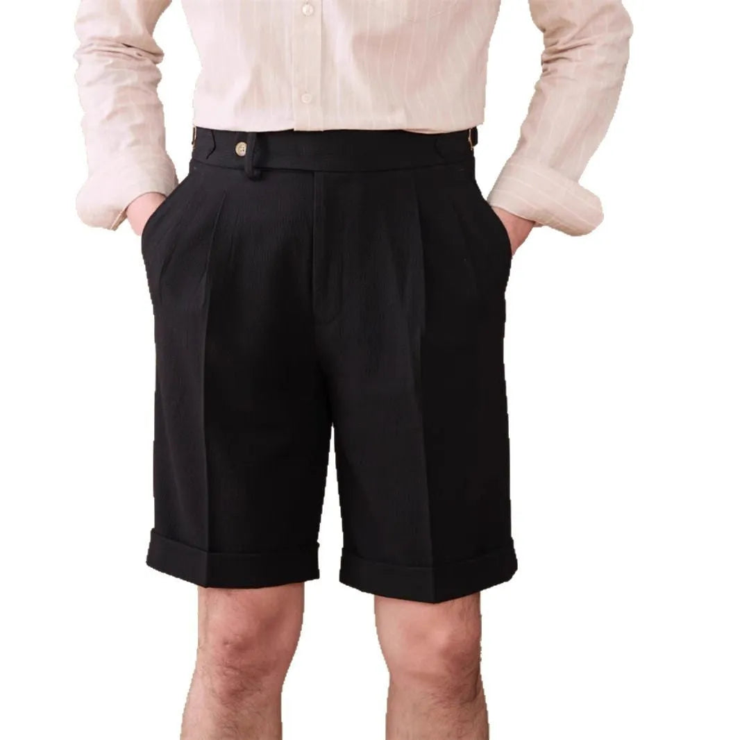 Men's Italian Neapolitan Kilge shorts in straight-leg British style with polyester fabric
