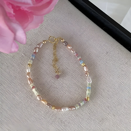 14K gold gilded purple natural pearl bracelet and necklace set on silver with irregular pearl arrangement