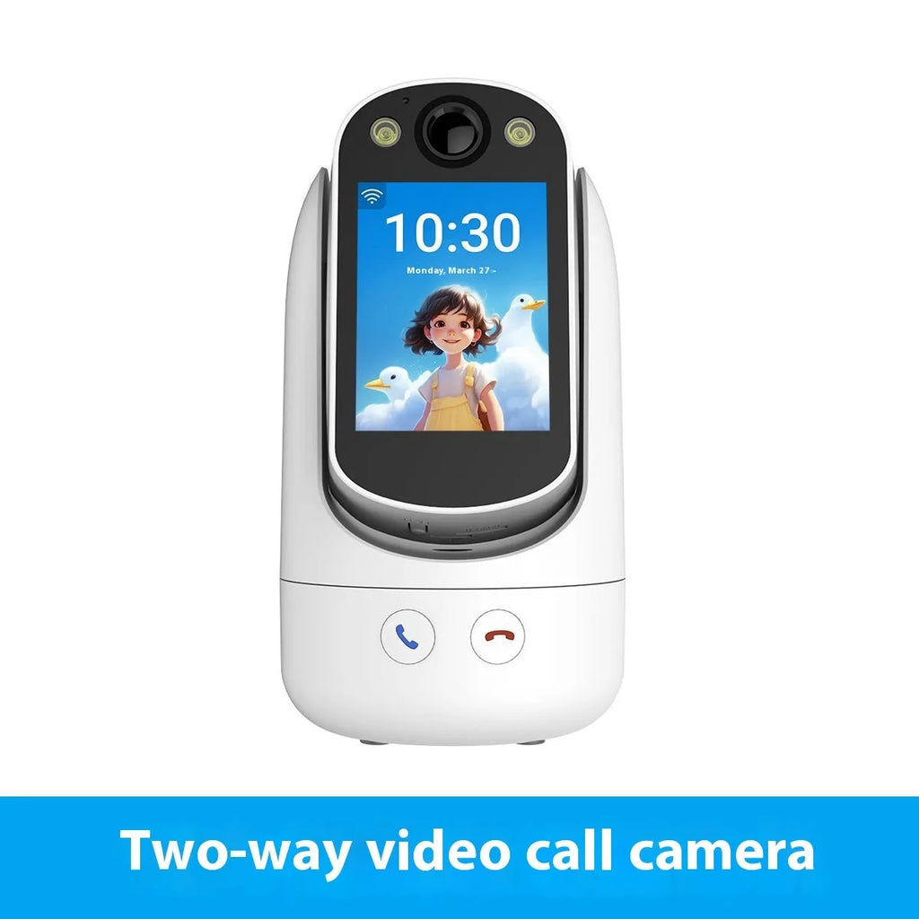C20 white two-way video call surveillance camera with 2.8-inch IPS screen and 1080P HD lens