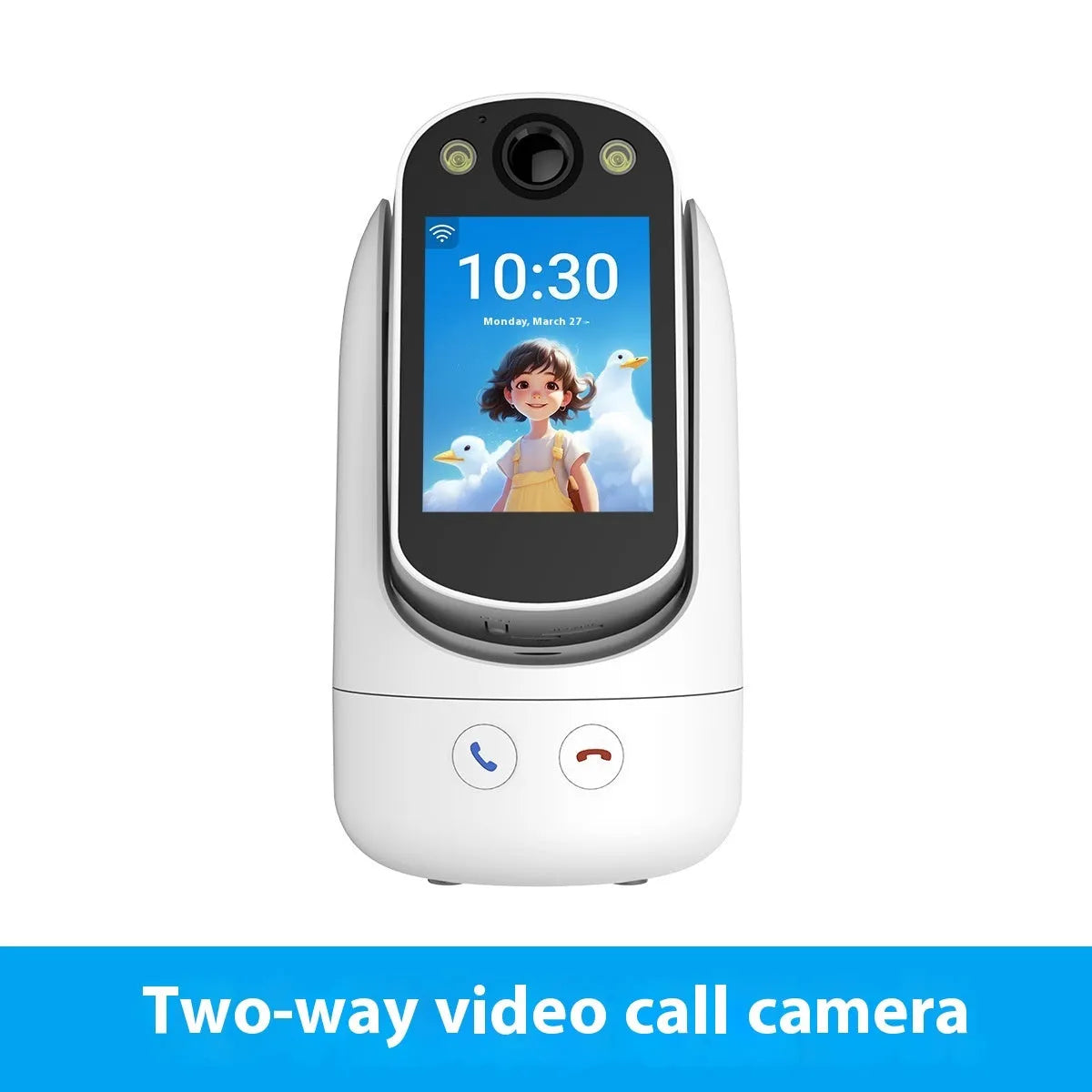 C20 white two-way video call surveillance camera with 2.8-inch IPS screen and 1080P HD lens