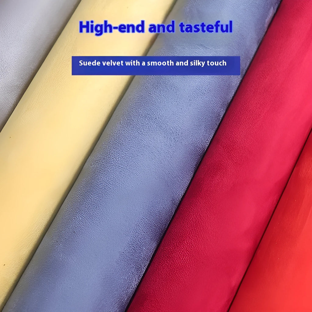Self-adhesive leather suede sheet in beige colour showing texture and adhesive backing.