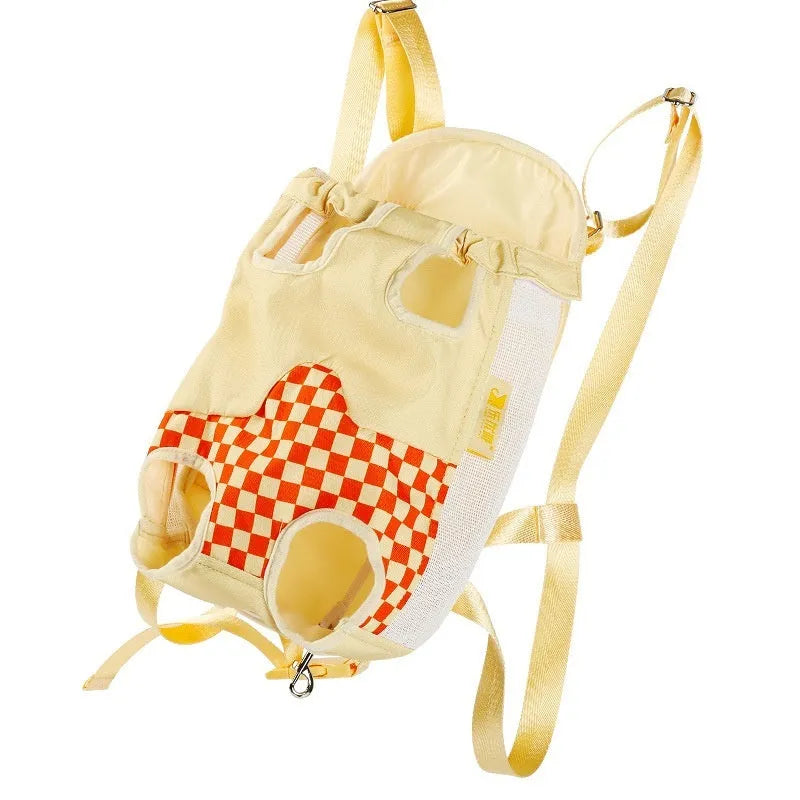 Soft cat carrier backpack in non-woven polyester canvas with shoulder straps