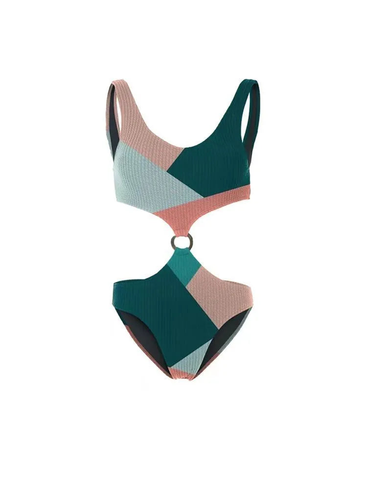 Two-piece bikini set with mesh gauze skirt in colour-matched design for swimming sports