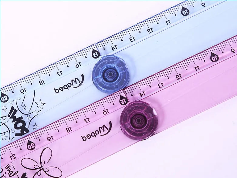 30cm folding ruler with rotary mechanism in blue colour, showing widened resin segments