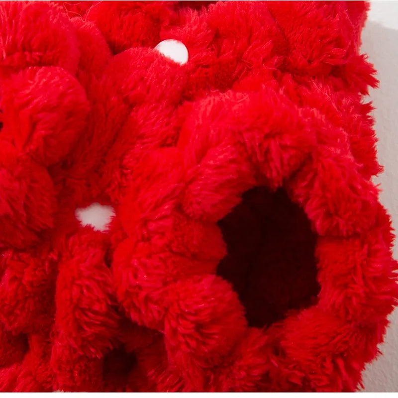 Red Lion Dance Pet Vest with lion dance embroidery and lanterns on small dog