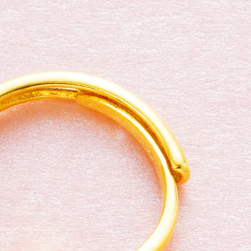Women's adjustable Vietnam placer gold zircon ring in six electroplated colours on copper