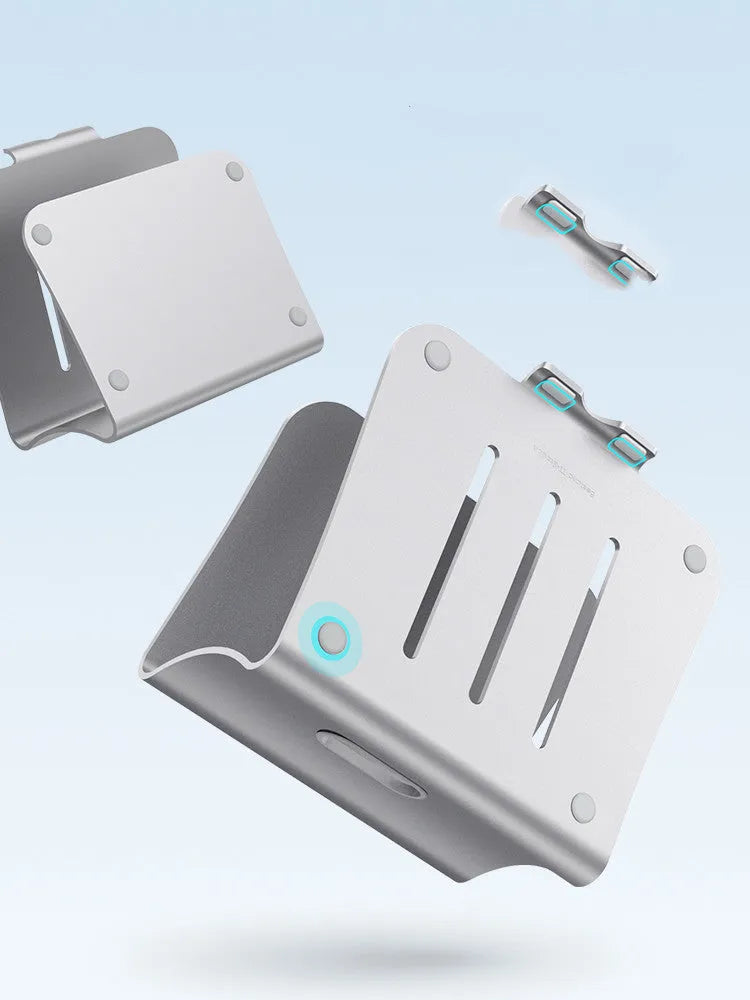 Aluminium alloy rotary notebook cooling bracket in silver or grey, showing 4.07mm thickness.