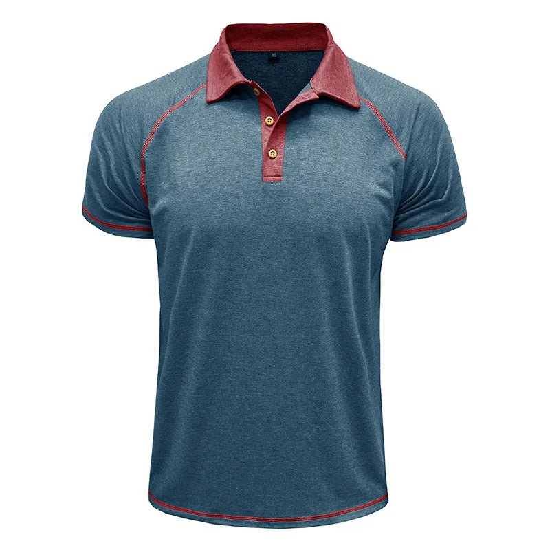 Men's short-sleeved lapel POLO bottoming shirt in polyester fibre, available in multiple colours including khaki and black