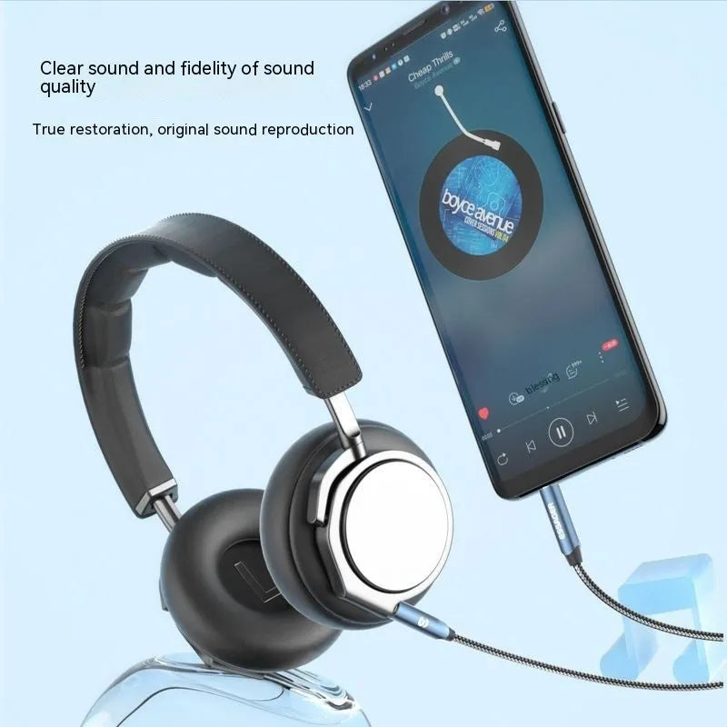 Dark grey 3.5mm public-to-public audio cable with gold-plated connectors for cellphone and vehicle sound equipment