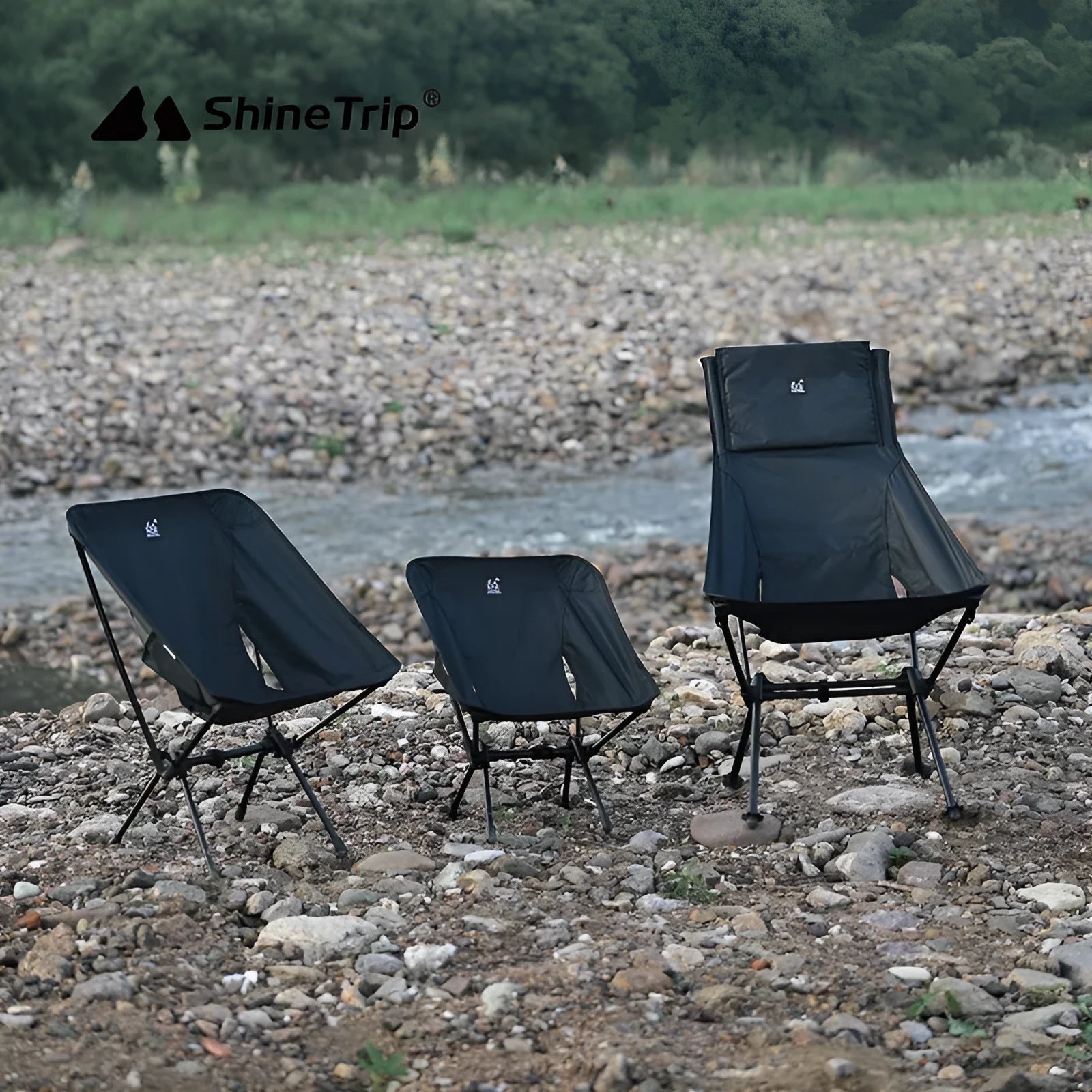 Aluminium alloy folding moon chair with Oxford cloth seat in army green colour