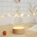 Cartoon night light wooden acrylic bedside lamp pineapple shape USB powered dimmer switch button switch