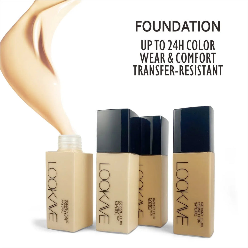 LOOKAVE Matte Liquid Foundation bottle in one of six shades, 21g net content.