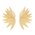 Alloy metal leaf-shaped patch earrings in white and gold colour options