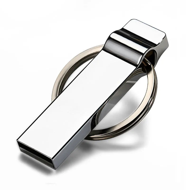 32GB USB 2.0 silver metal flash drive with necklace design and write protection switch