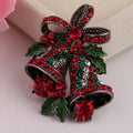 Christmas suit pin brooch alloy artificial gem ancient gold bell style on jacket lapel