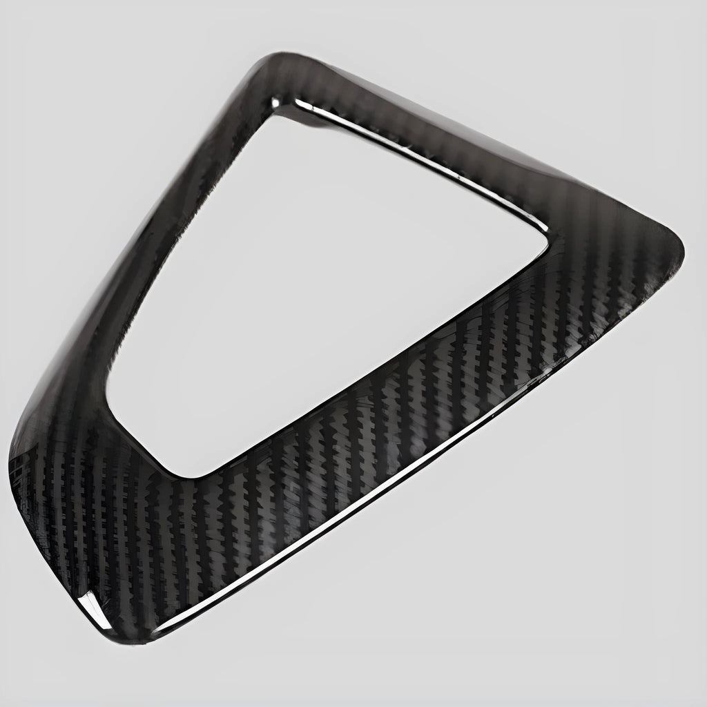 BMW carbon fibre pattern gear base frame panel measuring 13cm by 9cm