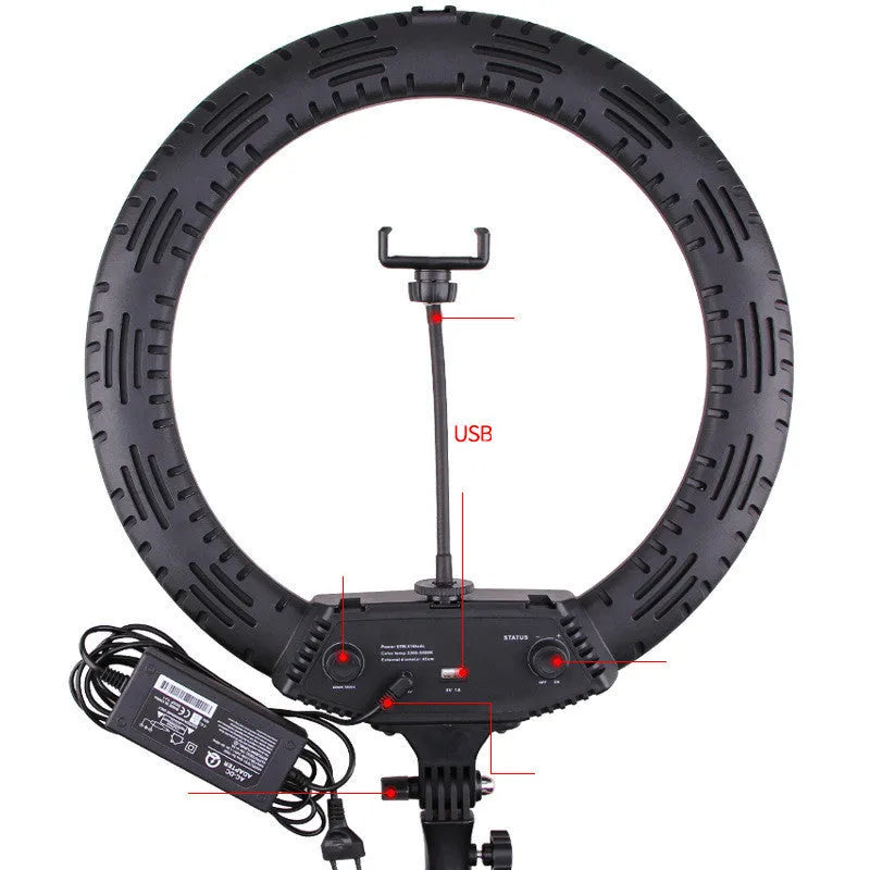 18-inch ring light on 210cm stand with remote control for video streaming