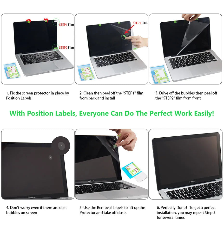 Matte screen protector film for 13-inch MacBook Pro laptop with anti-glare and scratch-resistant coating.