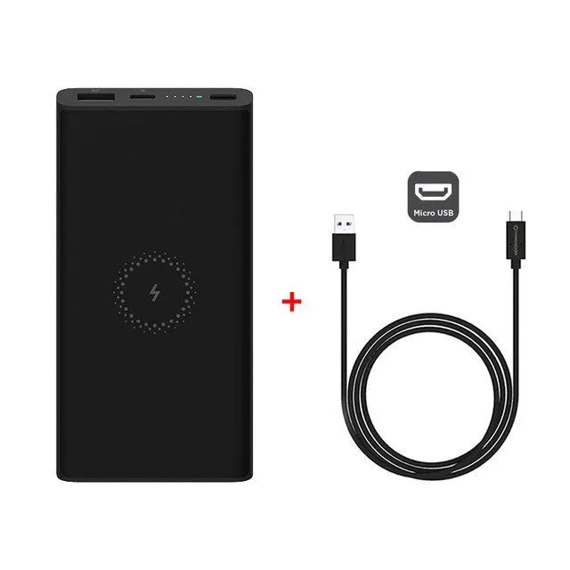 Black or white 10000mAh capacity power bank showing USB Type-C port and single USB output.