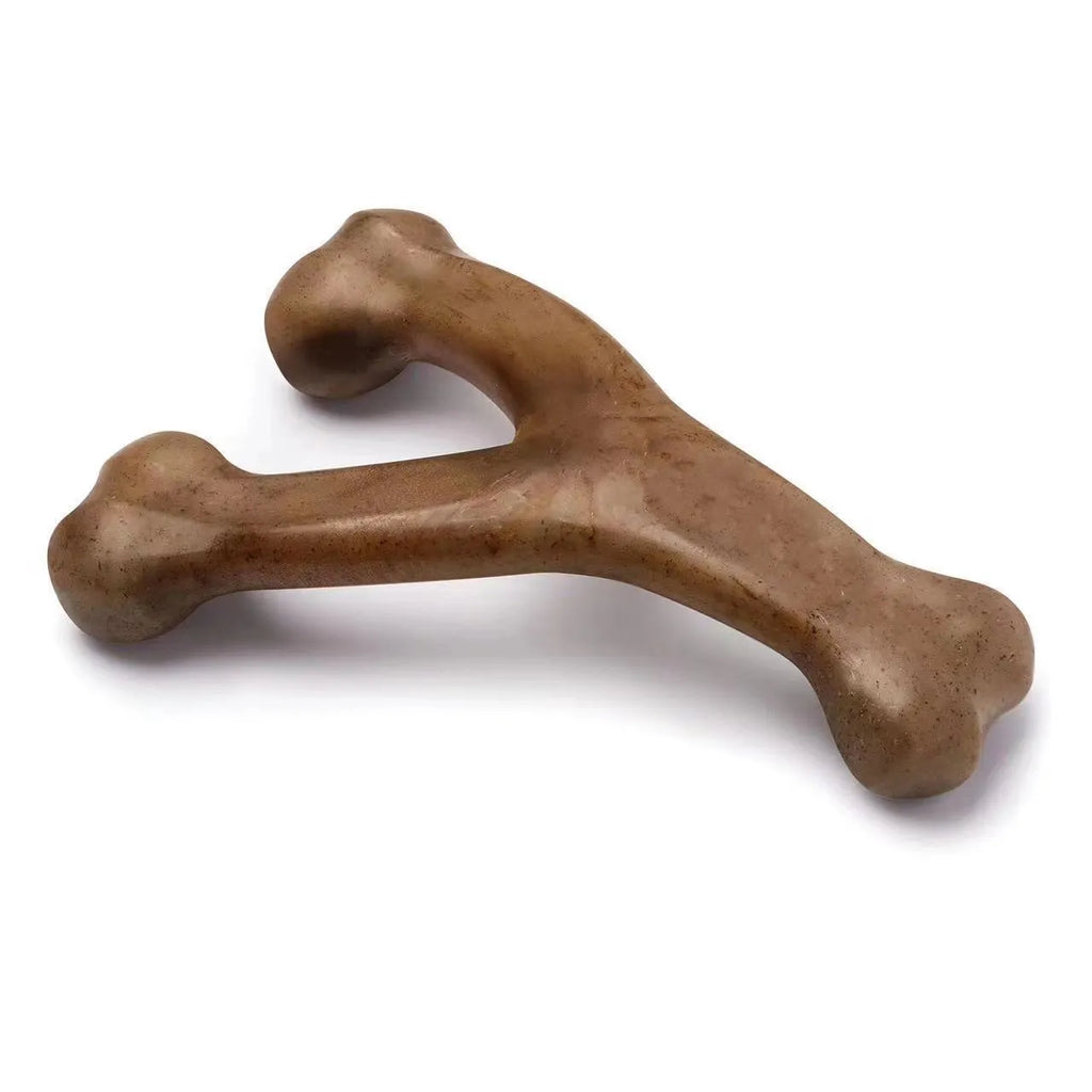 Dark brown nylon dog chew stick molar rod measuring 170mm x 130mm on a neutral background