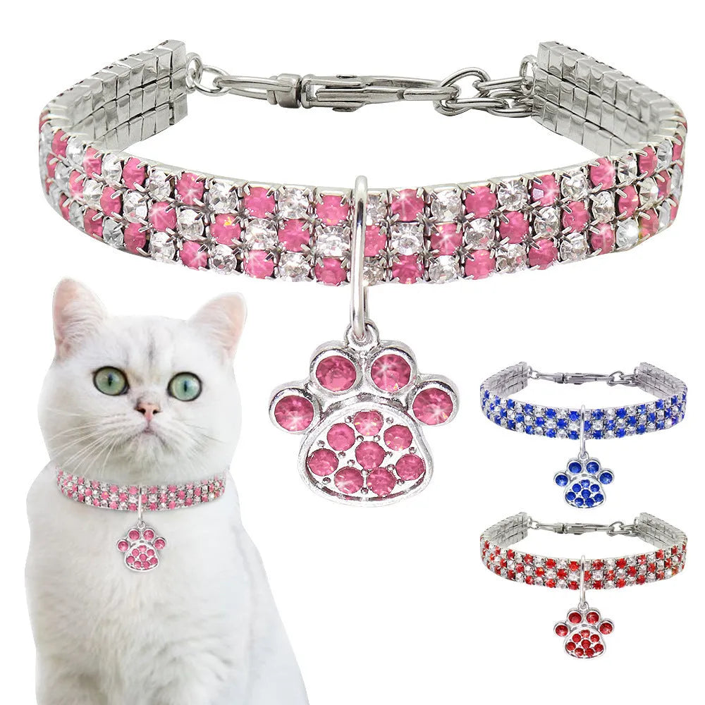 New Pet Collar Diamond Mixed Color Elastic Dogs And Cats Necklace Ornament in multiple colours on white background