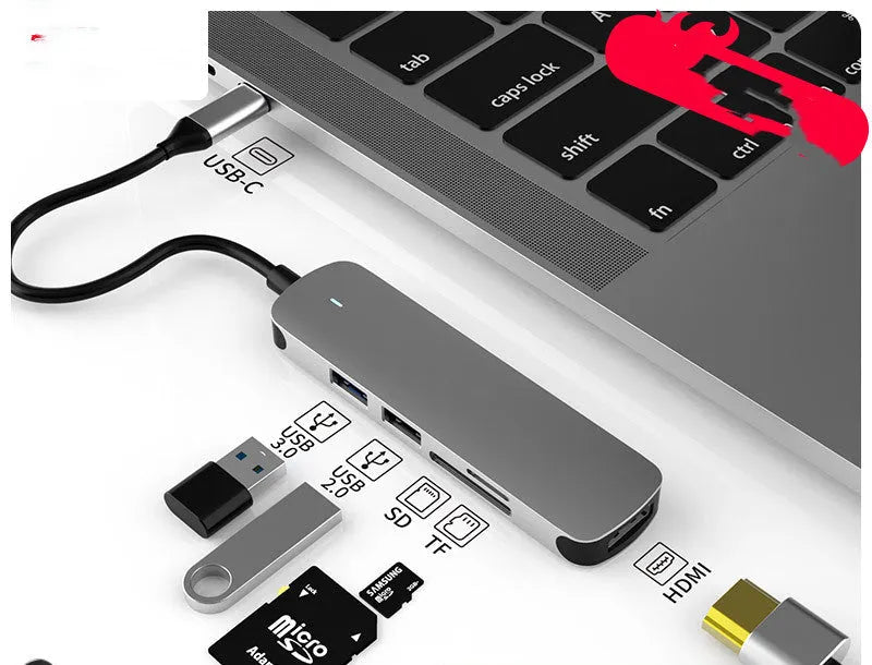 Multi-function hub HDMI docking station notebook converter with TYPE-C connection and external power supply