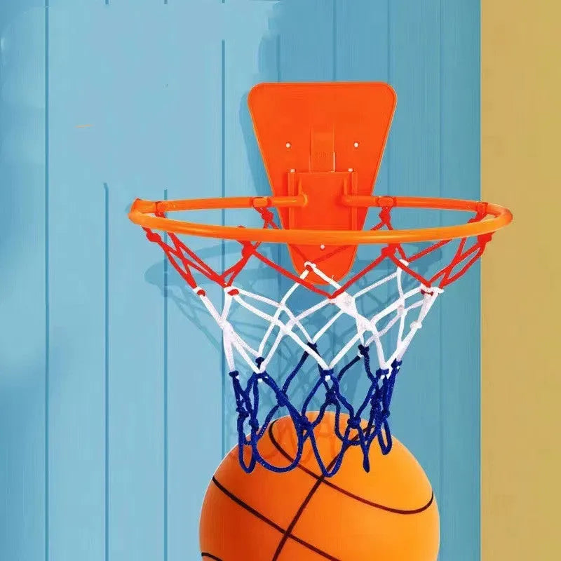 Silent indoor basketball set with high-density foam ball in assorted colours and multiple size options