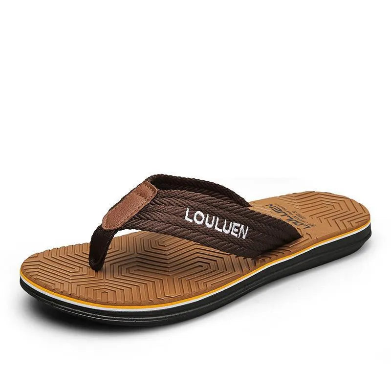 Men's flip flops with non-slip PVC sole and EVA upper in black, khaki or matcha green colours