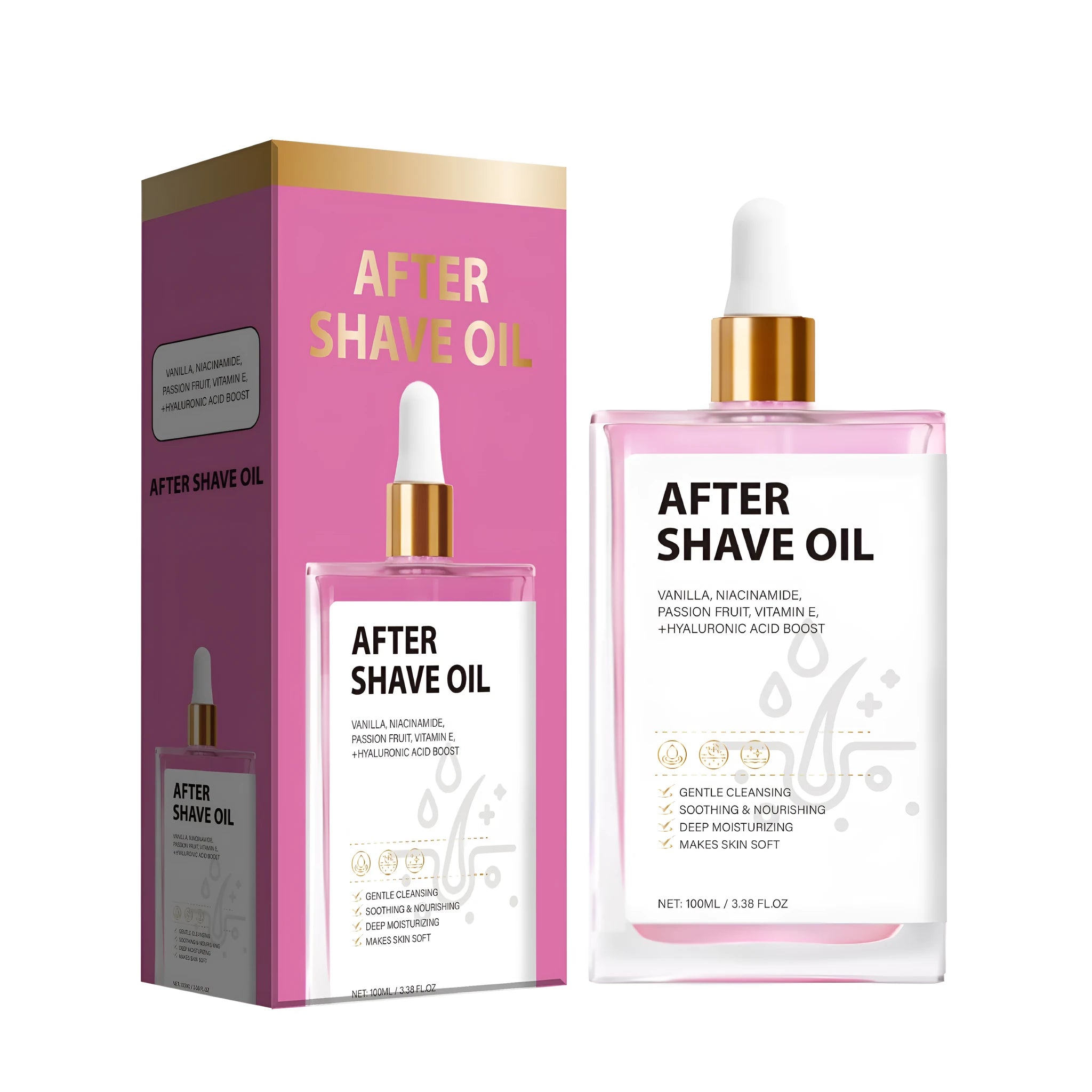 100ml bottle of FP-A021 men's aftershave care oil for post-shave soothing and moisturising.