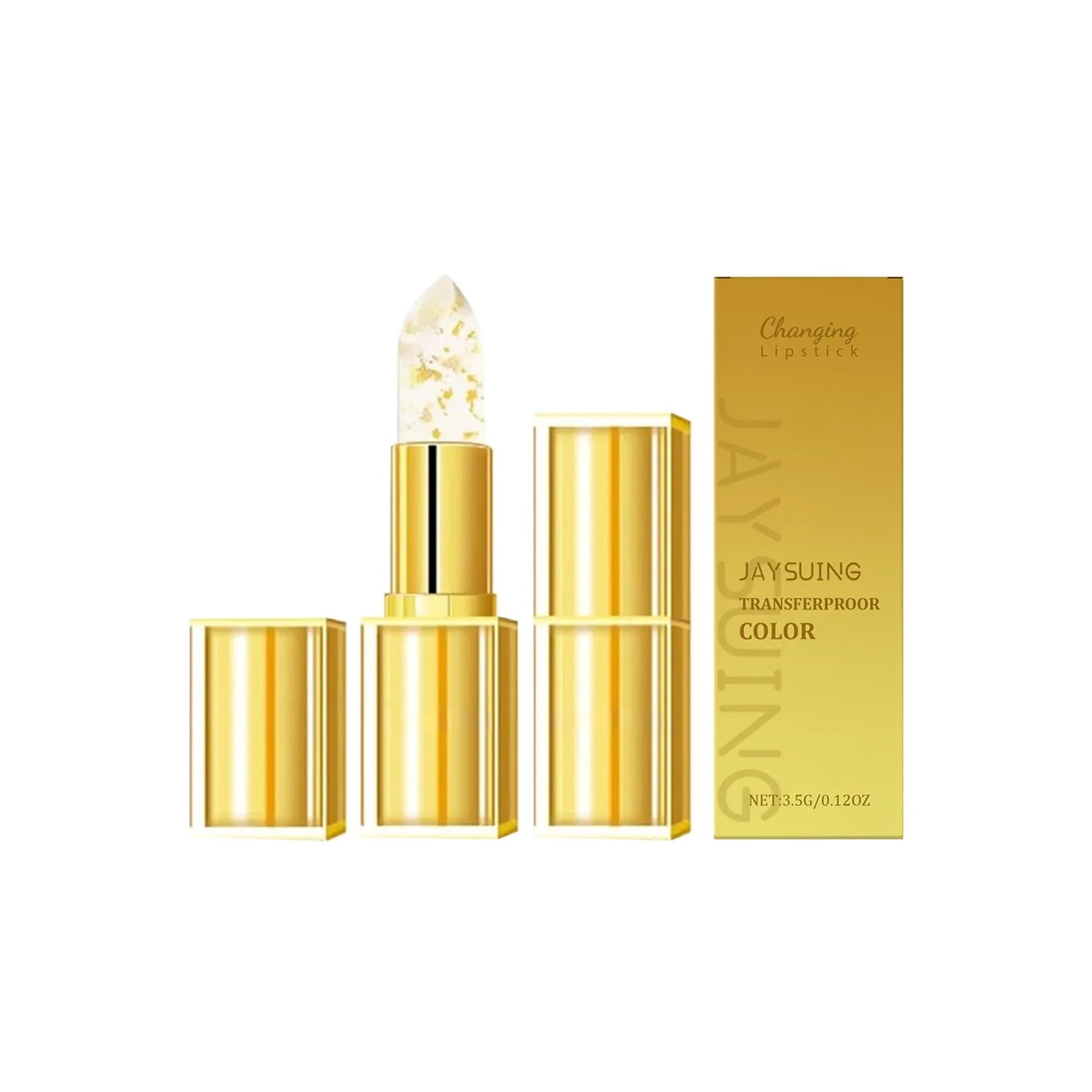 Gold Foil Discoloration Nourishing Lipstick in its packaging, showing 3.5g net content.