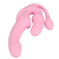 Pink three-shock double-headed dragon silicone dildo with remote control for women's wearable use