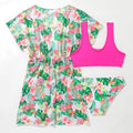Girls' floral pattern two-piece swimsuit with polyester fabric in briefs style