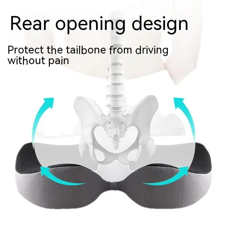 Curved bevel anal support seat cushion in solid colour on a car seat.