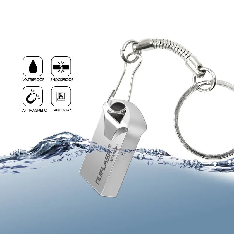 Mini USB 2.0 flash drive with solid state storage in black or silvery casing