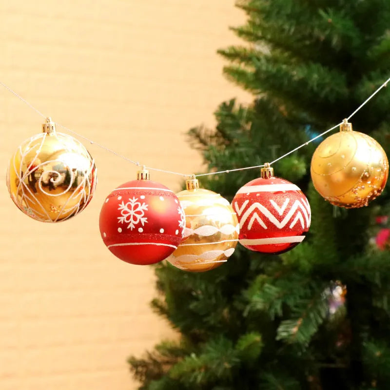 Pack of 24 hand painted 6cm Christmas tree ball ornaments in metallic and coloured finishes
