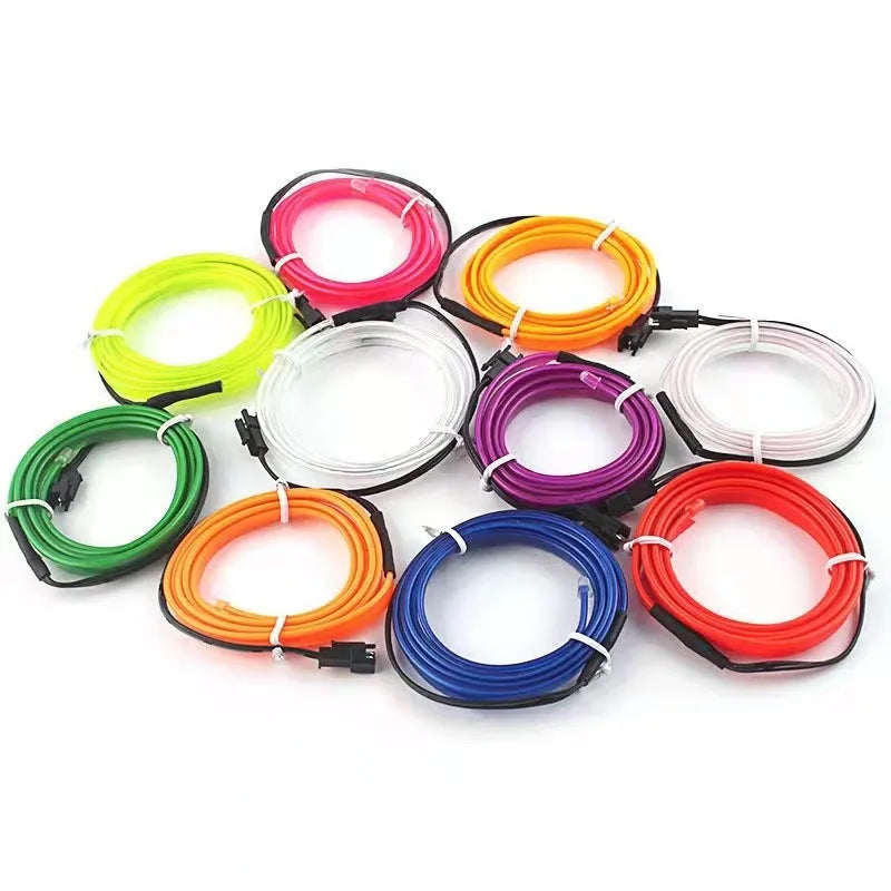 6-metre long USB-powered LED light strip for car interior ambient lighting in various colour options.
