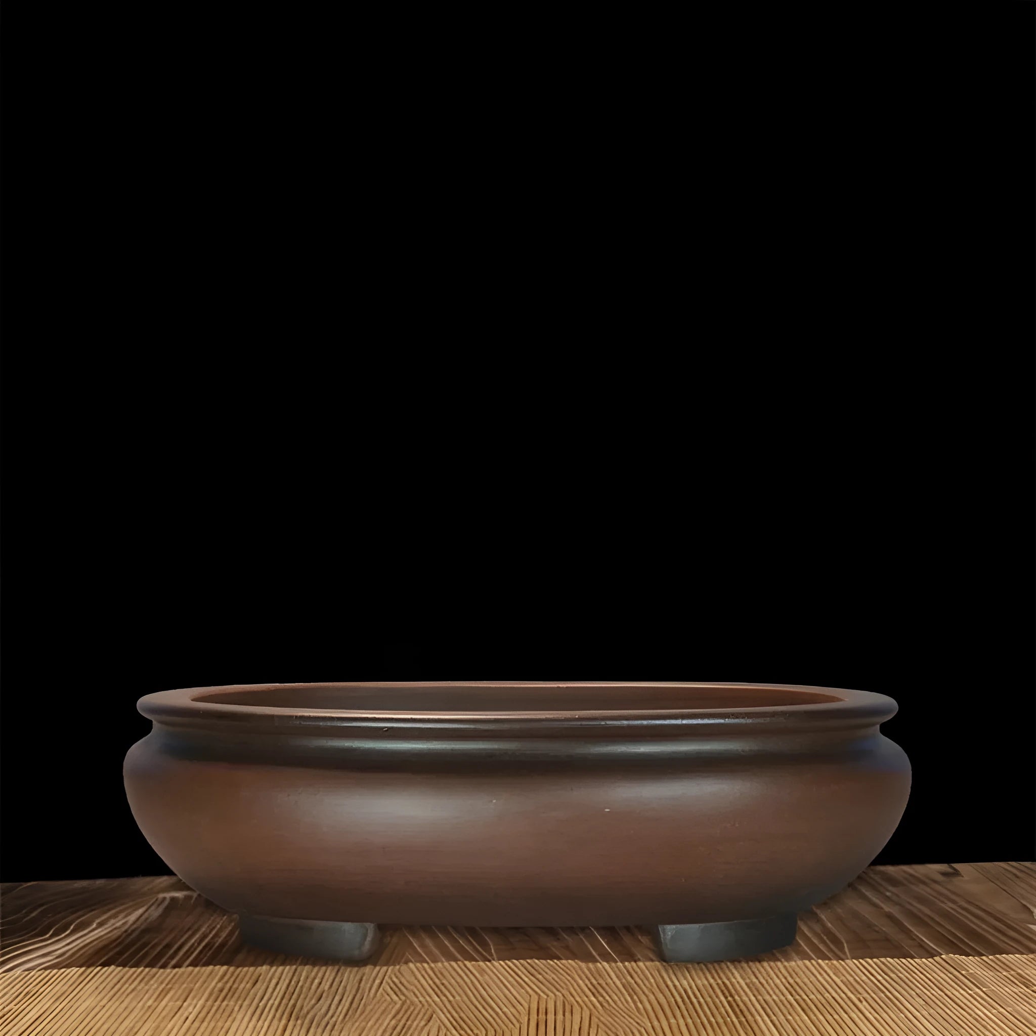 Handmade classical purple clay desktop flowerpot measuring 58 cm wide by 47 cm high.