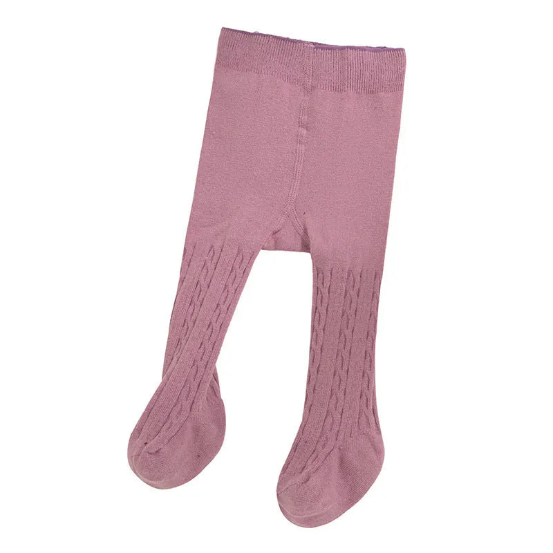 Solid colour cotton baby leggings with footed design in pink, white, and gray for 0-24 months