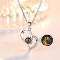 925 silver projection colour photo heart necklace with rose gold finish and chain, 20.5x16.3mm pendant